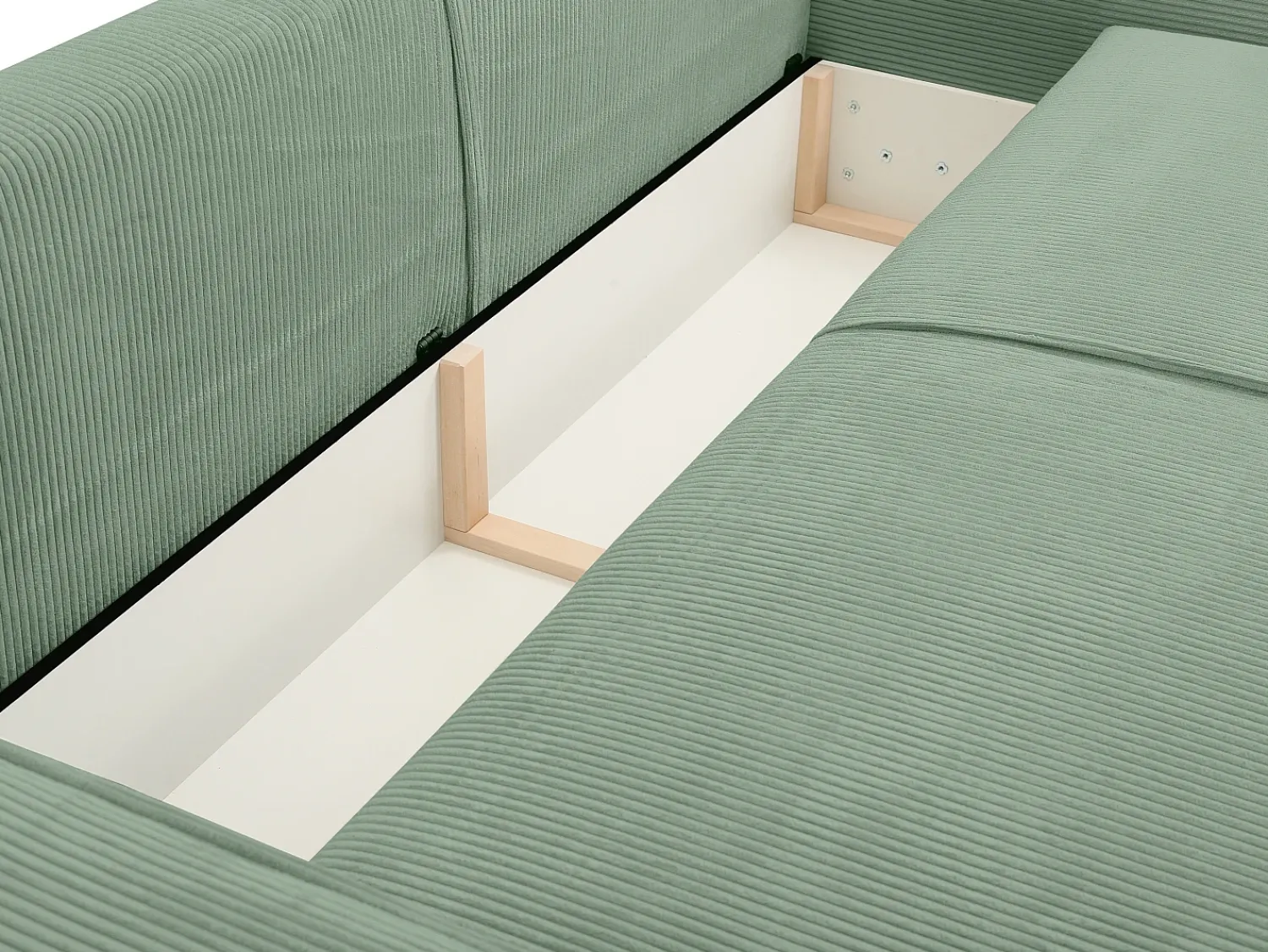 Clearance Vente-unique Sofá de 4 lugares convertível veludo canelado verde amêndoa - AMELIA Verde amu00eandoa