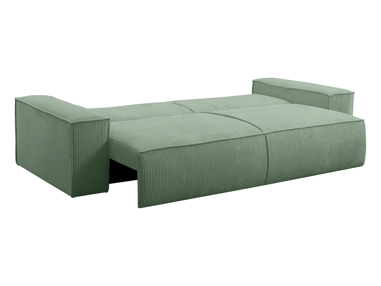 Clearance Vente-unique Sofá de 4 lugares convertível veludo canelado verde amêndoa - AMELIA Verde amu00eandoa