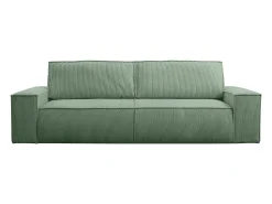 Clearance Vente-unique Sofá de 4 lugares convertível veludo canelado verde amêndoa - AMELIA Verde amu00eandoa