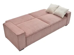 Discount Vente-unique Sofá de 3 lugares convertível em veludo canelado cor-de- SEKOTA Rosa