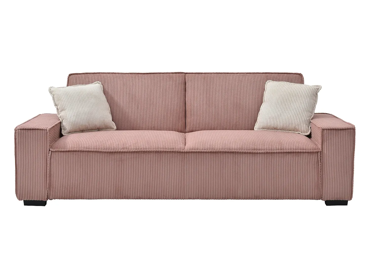 Discount Vente-unique Sofá de 3 lugares convertível em veludo canelado cor-de- SEKOTA Rosa