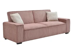Discount Vente-unique Sofá de 3 lugares convertível em veludo canelado cor-de- SEKOTA Rosa