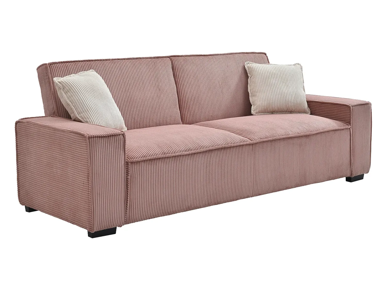 Discount Vente-unique Sofá de 3 lugares convertível em veludo canelado cor-de- SEKOTA Rosa