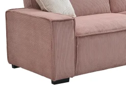 Discount Vente-unique Sofá de 3 lugares convertível em veludo canelado cor-de- SEKOTA Rosa