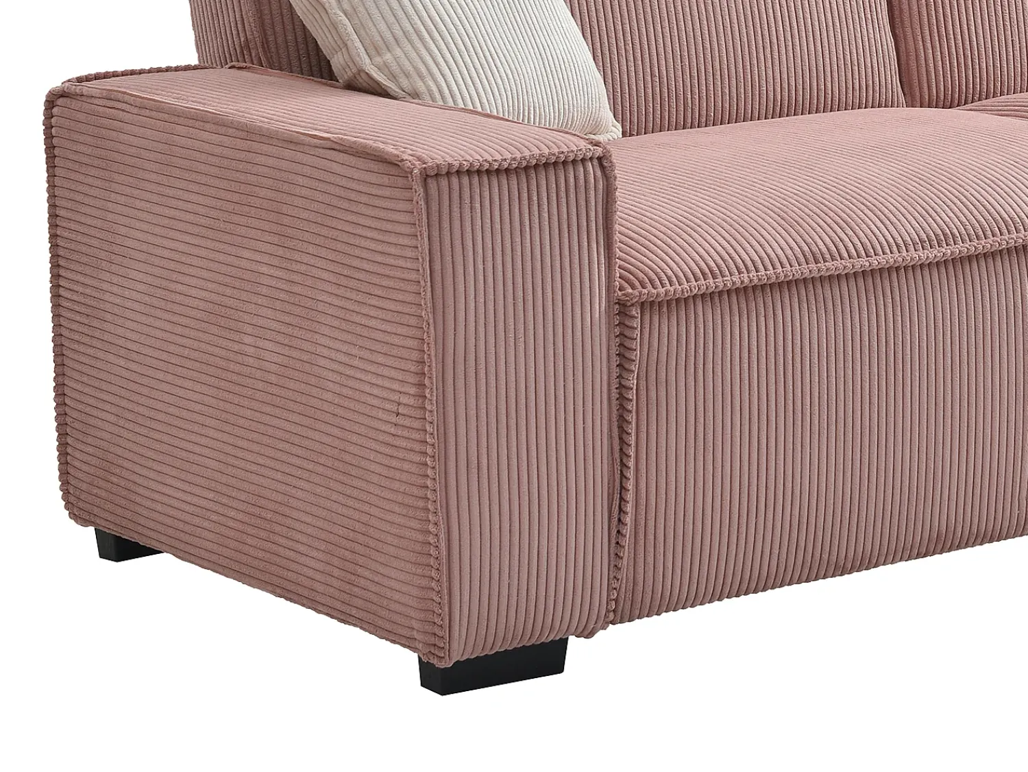 Discount Vente-unique Sofá de 3 lugares convertível em veludo canelado cor-de- SEKOTA Rosa