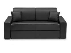 Sofá*Vente-unique Sofá de 3 lugares convertível de abertura rápida em pele sintética colchão de espuma de 14 cm - EMIR Preto