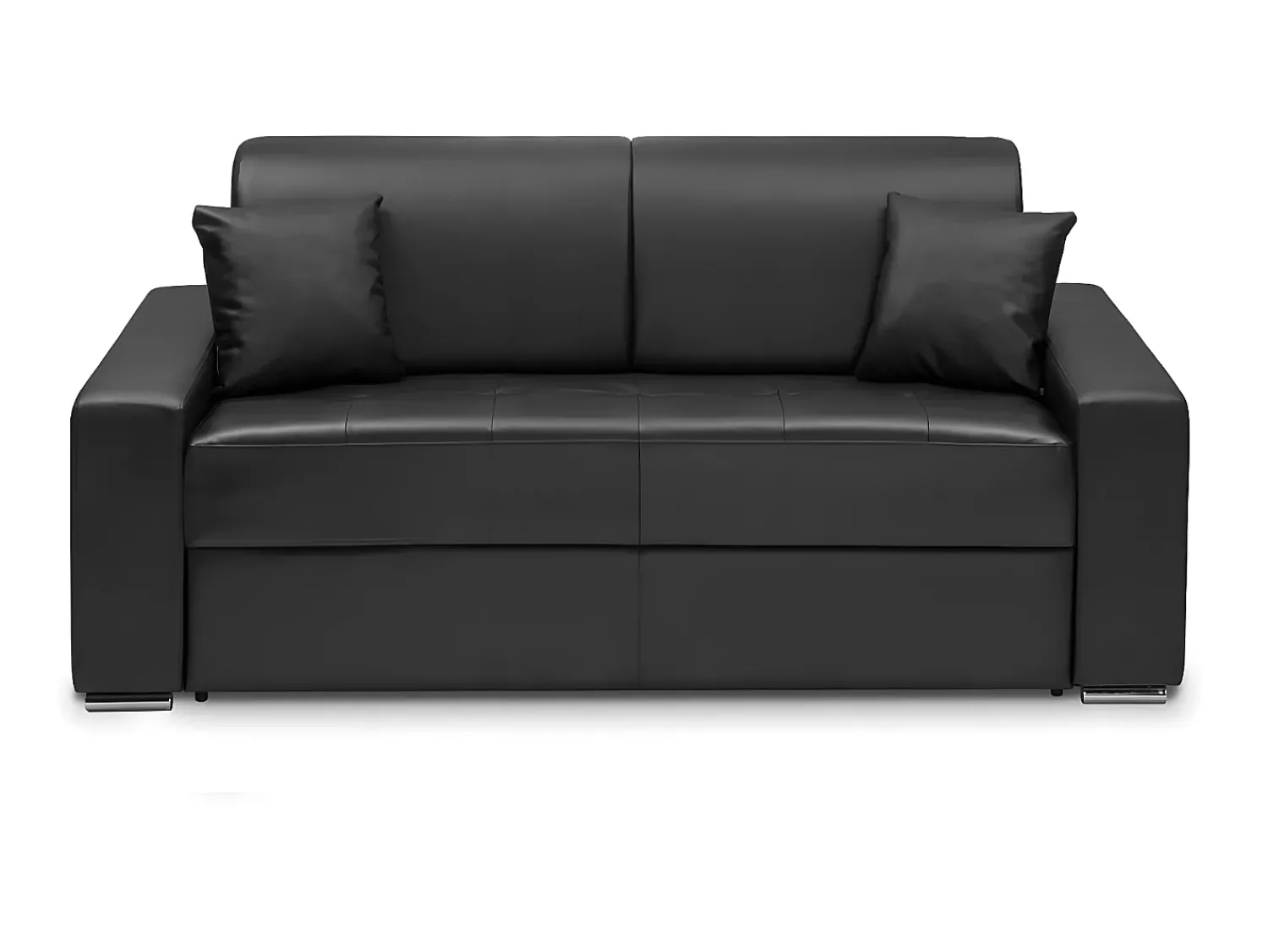 Sofá*Vente-unique Sofá de 3 lugares convertível de abertura rápida em pele sintética colchão de espuma de 14 cm - EMIR Preto