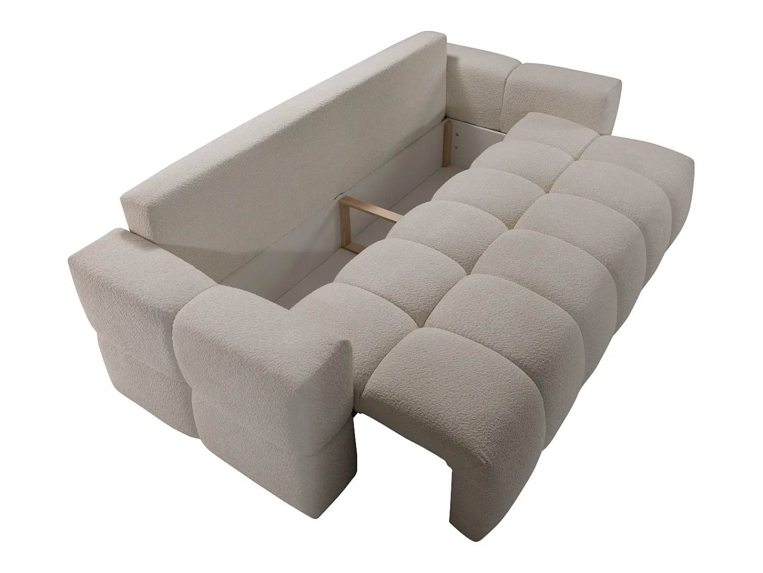 Sofá*Vente-unique Sofá de 3 lugares convertível em tecido bouclé cor creme ISSORO II Bege