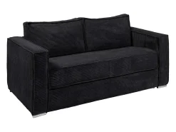 Sofá|Vente-unique Sofá de 4 lugares convertível abertura rápida em veludo canelado - 160 cm - 22 cm LORETO Preto