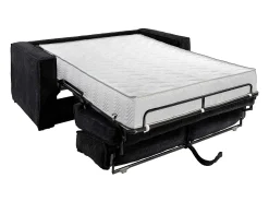 Sofá|Vente-unique Sofá de 4 lugares convertível abertura rápida em veludo canelado - 160 cm - 22 cm LORETO Preto