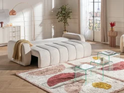 Sofá|Vente-unique Sofá de 3 lugares convertível em tecido chenille TALIVO Bege
