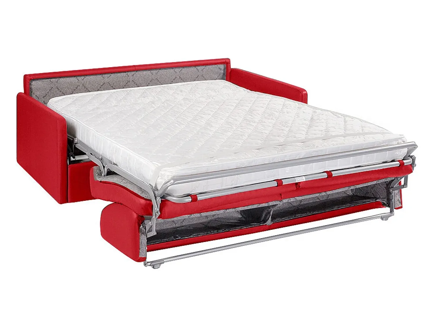Sofá|Vente-unique Sofá de 4 lugares convertível de abertura rápida em pele sintética colchão de espuma de 14 cm - CALIFE Vermelho