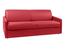 Sofá|Vente-unique Sofá de 4 lugares convertível de abertura rápida em pele sintética colchão de espuma de 14 cm - CALIFE Vermelho