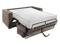 Sofá*Vente-unique Sofá de 4 lugares convertível em veludo canelado marrom assento com assento de memória de forma 22 cm LORETO Castanho