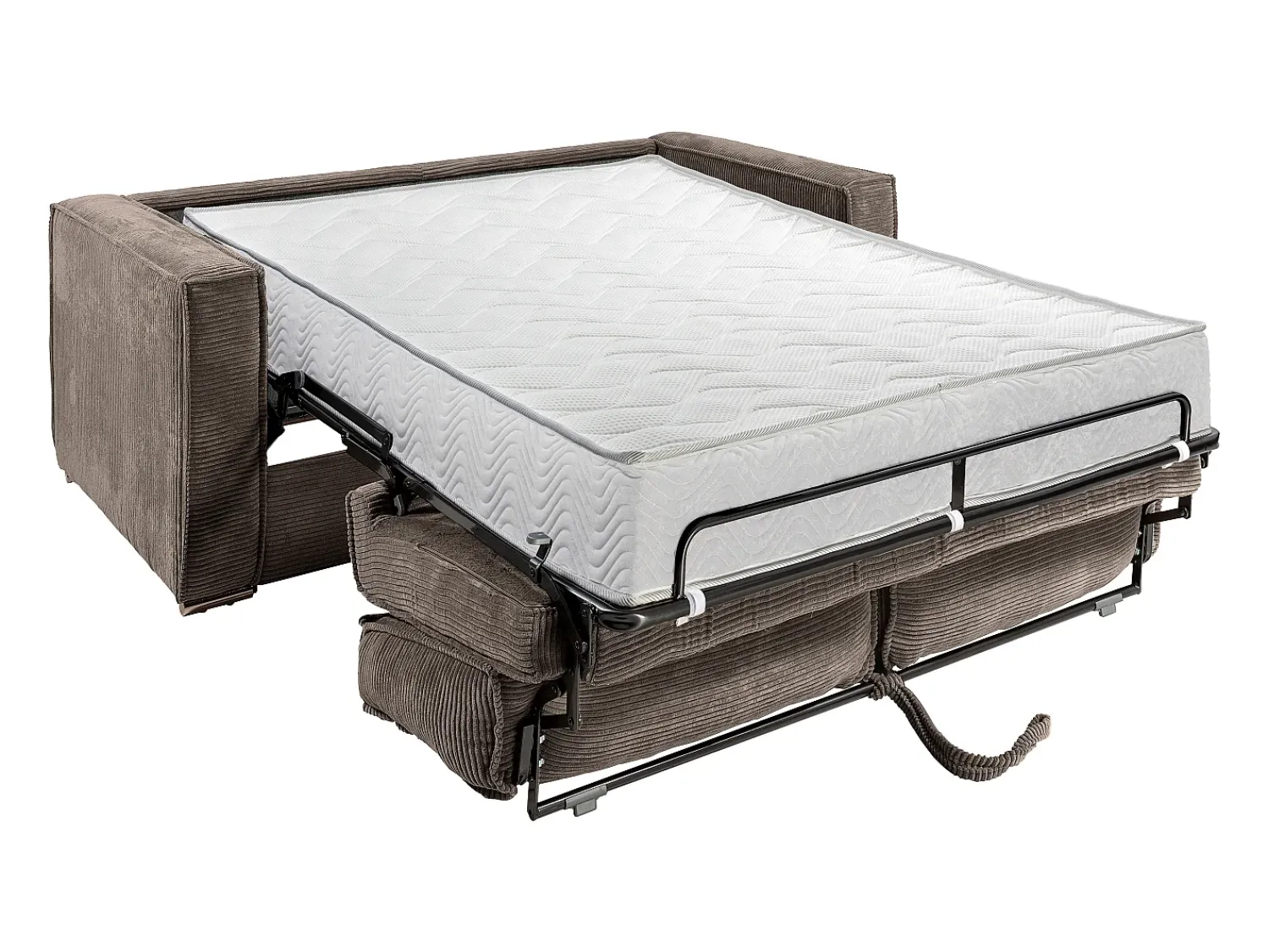 Sofá*Vente-unique Sofá de 4 lugares convertível em veludo canelado marrom assento com assento de memória de forma 22 cm LORETO Castanho