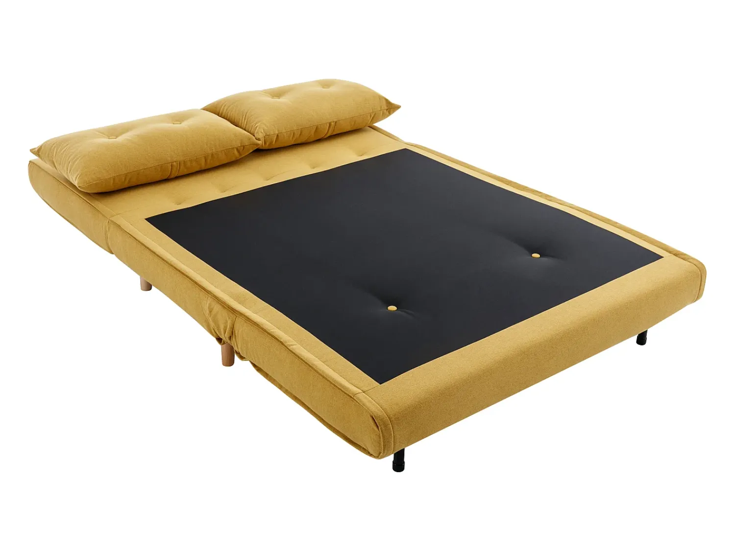 Best Vente-unique Sofá de 2 lugares convertível tecido estilo habitat jovem URIBIA Amarelo mostarda