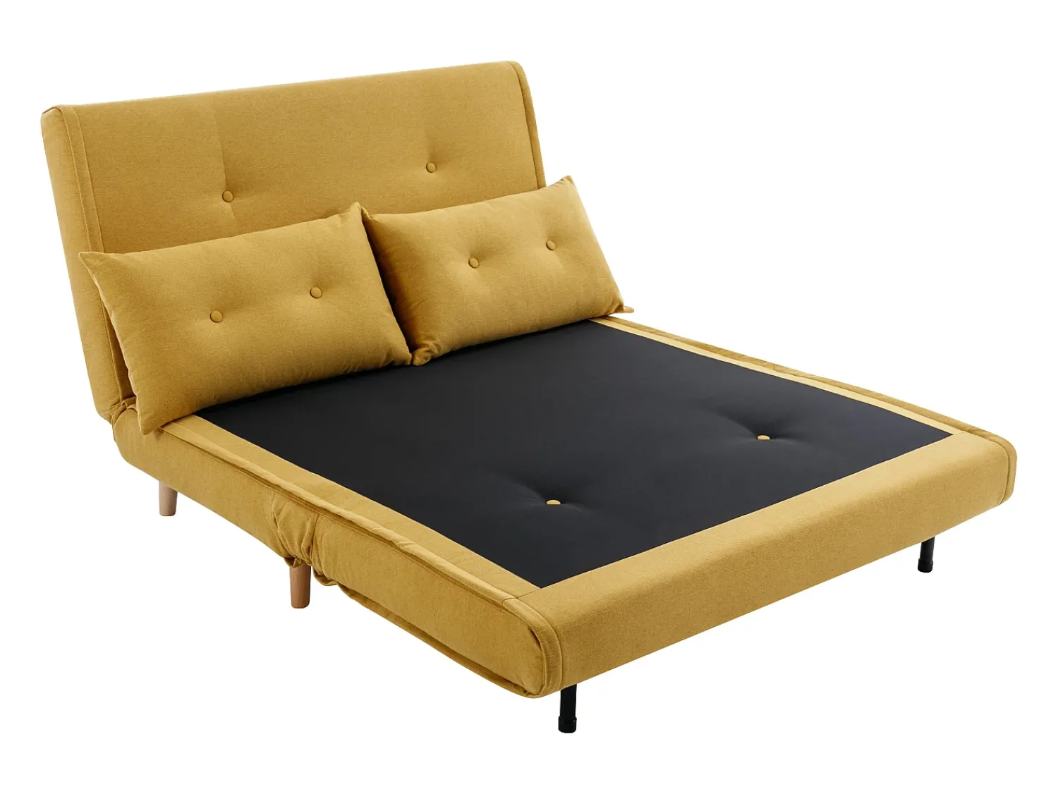 Best Vente-unique Sofá de 2 lugares convertível tecido estilo habitat jovem URIBIA Amarelo mostarda