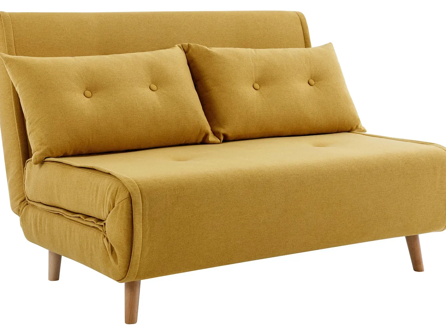 Best Vente-unique Sofá de 2 lugares convertível tecido estilo habitat jovem URIBIA Amarelo mostarda