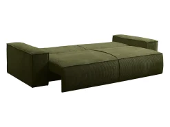 Vente-unique Sofá de 4 lugares convertível veludo canelado verde oliva - AMELIA^ Sofá