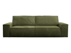 Vente-unique Sofá de 4 lugares convertível veludo canelado verde oliva - AMELIA^ Sofá