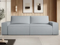 Sofá|Vente-unique Sofá de 4 lugares convertível veludo texturizado cinza AMELIA Cinzento