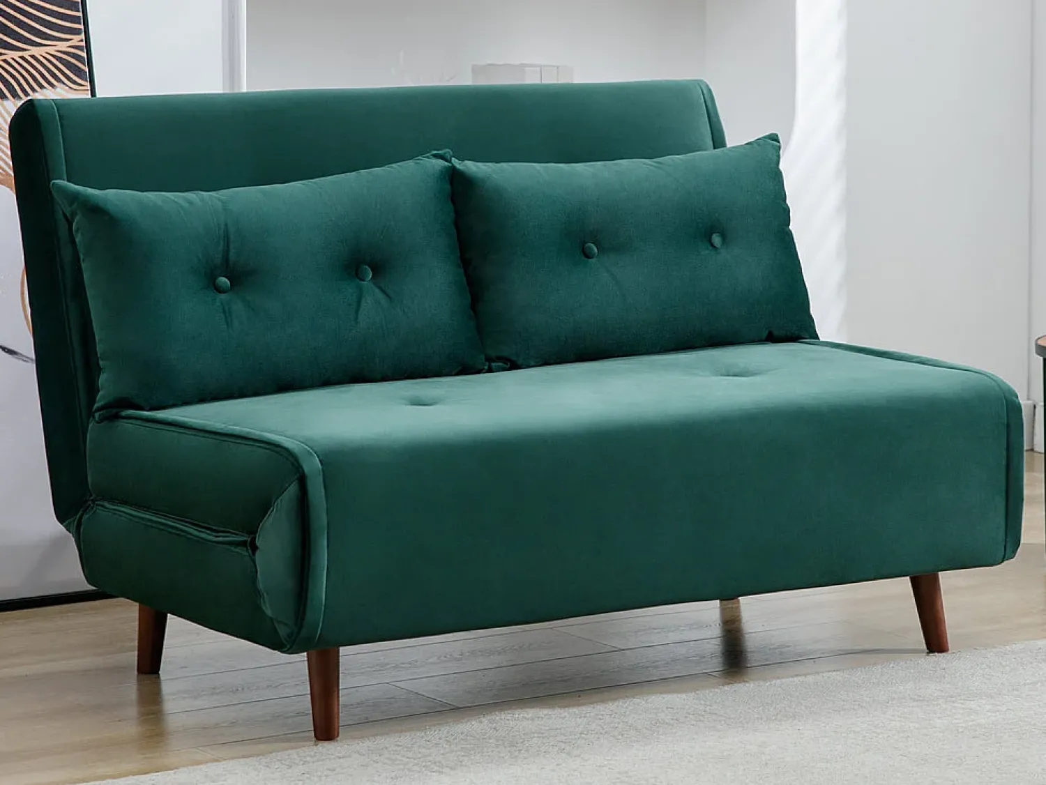 Sofá|Vente-unique Sofá de 2 lugares convertível veludo estilo habitat jovem URIBIA Verde pinho