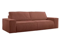Vente-unique Sofá de 4 lugares convertível veludo canelado cor-de- - AMELIA^ Sofá