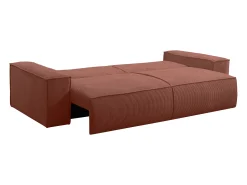 Vente-unique Sofá de 4 lugares convertível veludo canelado cor-de- - AMELIA^ Sofá