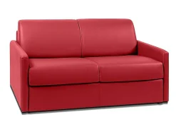 Sofá|Vente-unique Sofá de 3 lugares convertível express em pele sintética CALIFE Vermelho