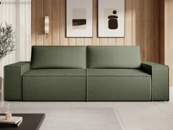 Sofá*Vente-unique Sofá de 4 lugares convertível veludo texturizado AMELIA Verde