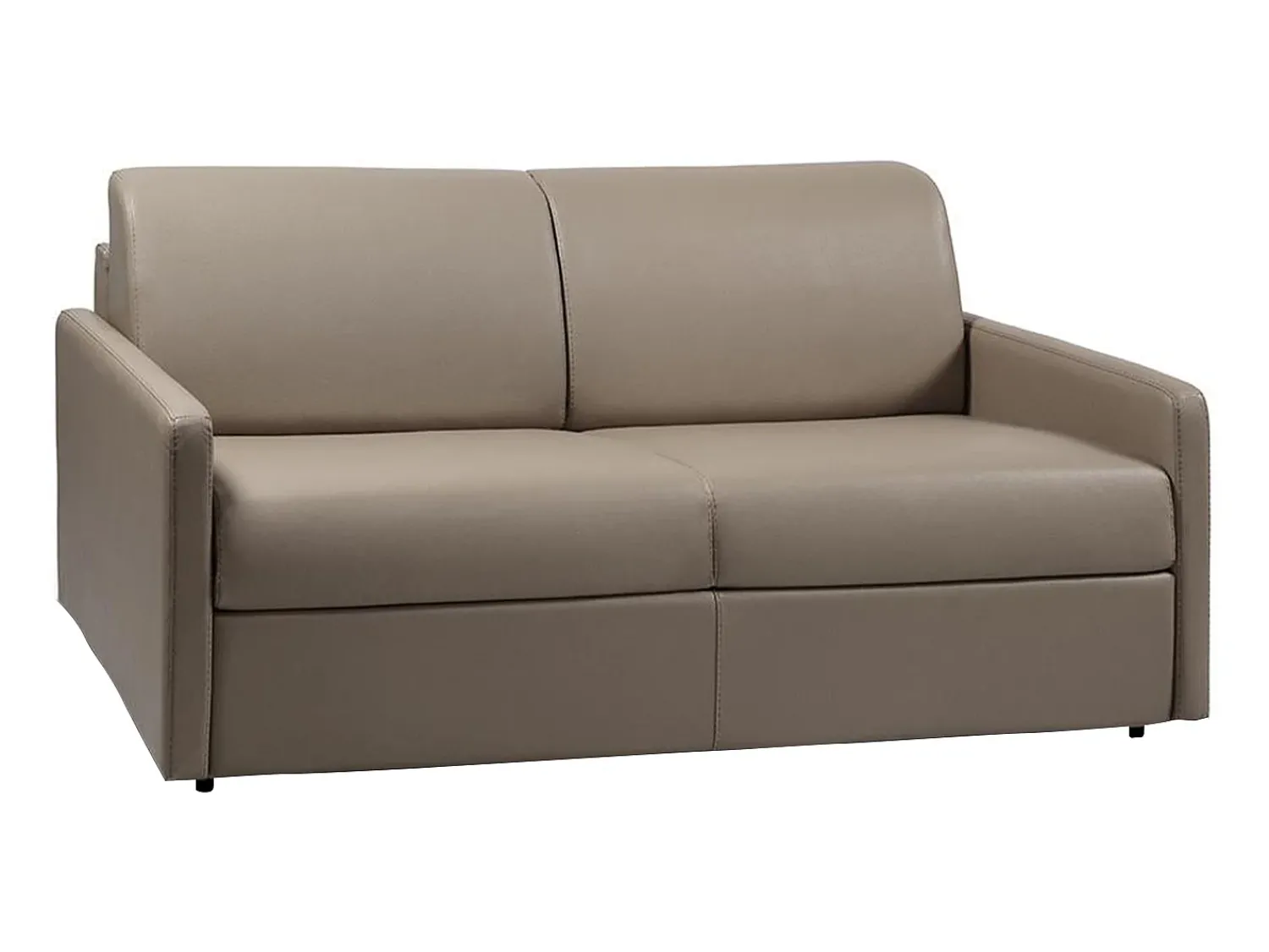 Clearance Vente-unique Sofá de 3 lugares convertível de abertura rápida em pele sintética colchão de espuma de 18 cm - CALIFE Taupe