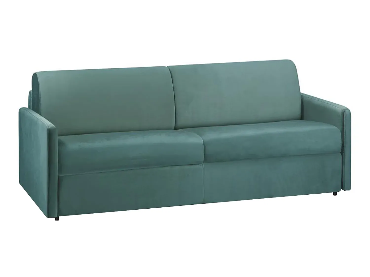 Vente-unique Sofá de 4 lugares convertível de abertura rápida em veludo verde-menta colchão de espuma de 18 cm - CALIFE^ Sofá