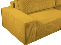 Sofá|Vente-unique Sofá de 4 lugares convertível veludo canelado - AMELIA Amarelo