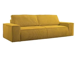 Sofá|Vente-unique Sofá de 4 lugares convertível veludo canelado - AMELIA Amarelo