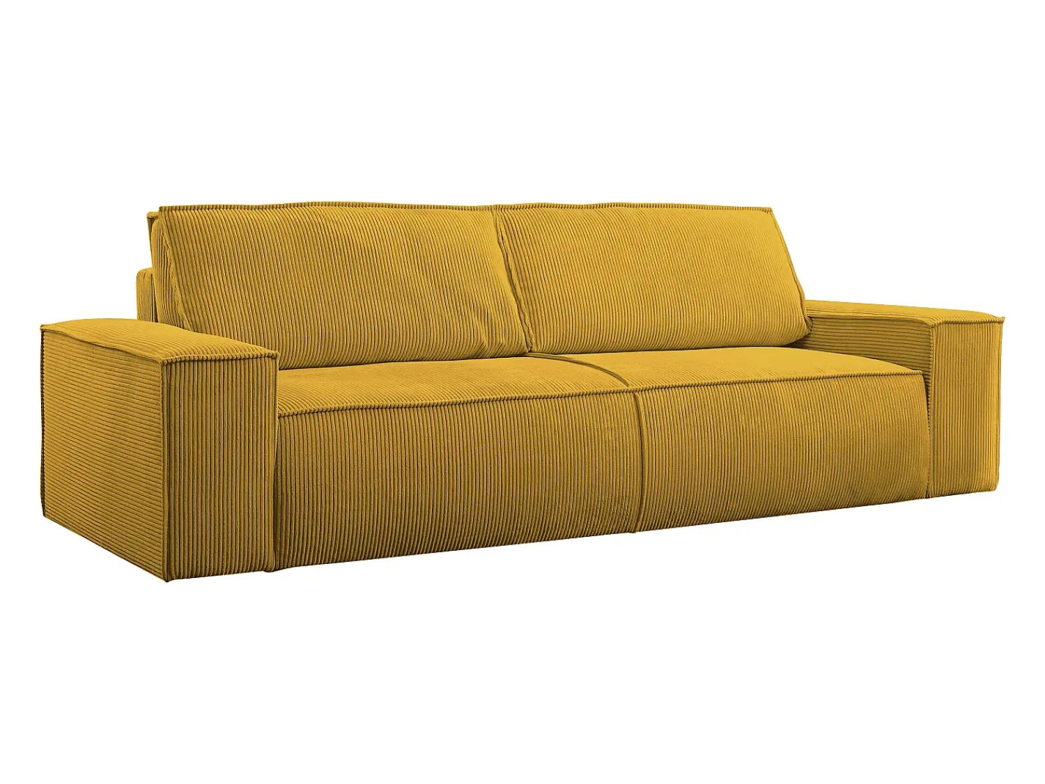 Sofá|Vente-unique Sofá de 4 lugares convertível veludo canelado - AMELIA Amarelo