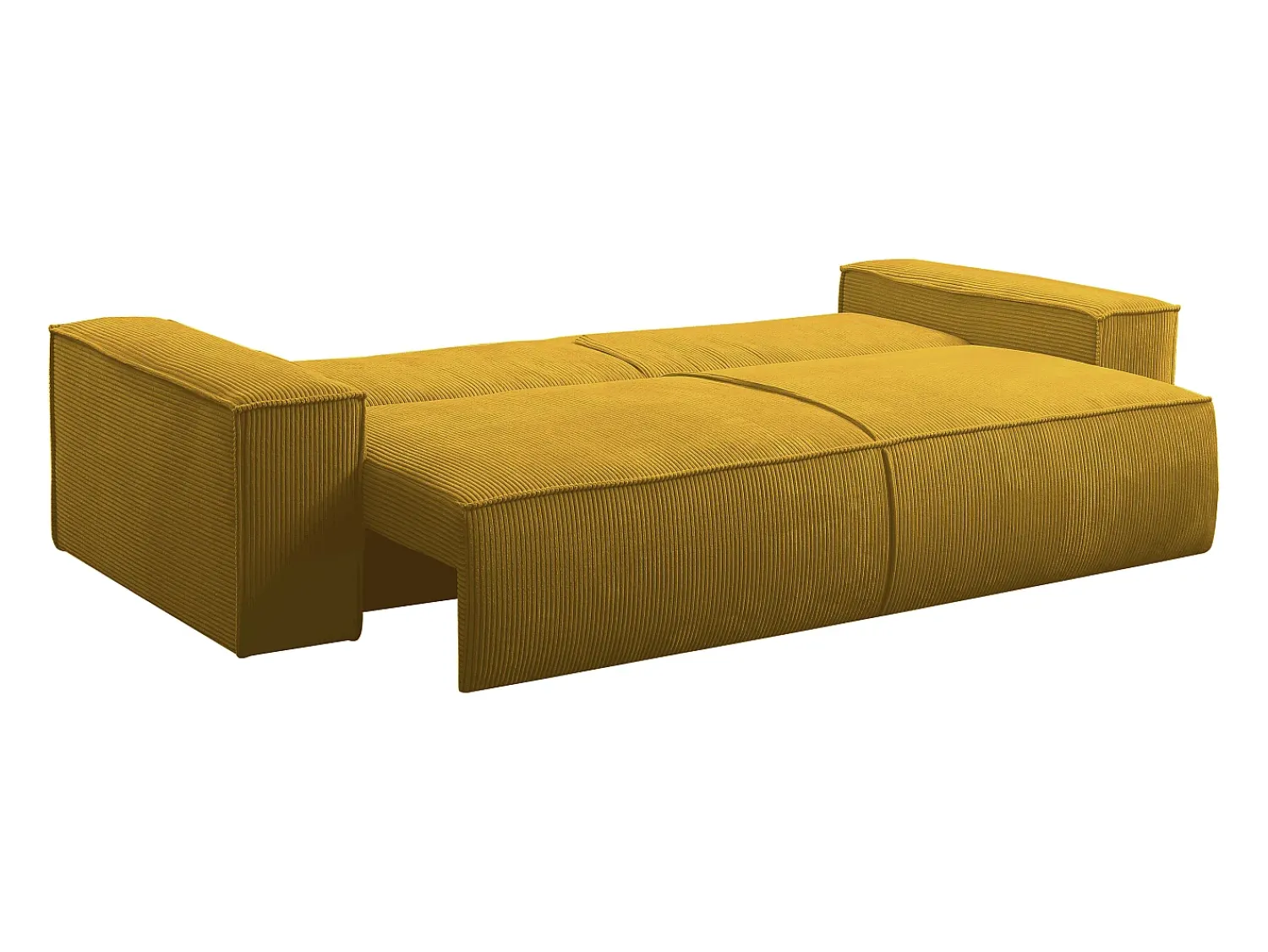 Sofá|Vente-unique Sofá de 4 lugares convertível veludo canelado - AMELIA Amarelo