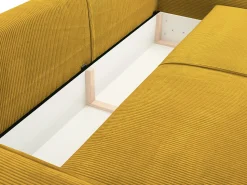 Sofá|Vente-unique Sofá de 4 lugares convertível veludo canelado - AMELIA Amarelo