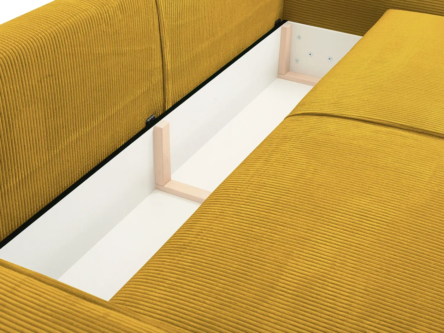 Sofá|Vente-unique Sofá de 4 lugares convertível veludo canelado - AMELIA Amarelo