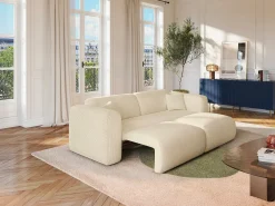 Maison Céphy Sofá de 4 lugares convertível em veludo canelado POGNI de^ Sofá