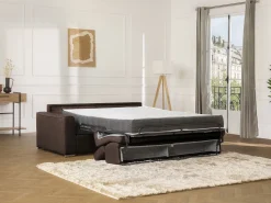 Sofá*Vente-unique Sofá de 3 lugares convertível de abertura rápida em tecido castanho colchão - VIZIR Castanho chocolate