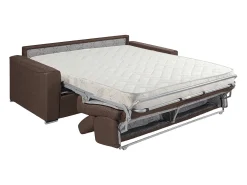 Sofá*Vente-unique Sofá de 3 lugares convertível de abertura rápida em tecido castanho colchão - VIZIR Castanho chocolate