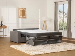 Clearance Vente-unique Sofá de 4 lugares convertível de abertura rápida em tecido cinza colchão - VIZIR Cinzento