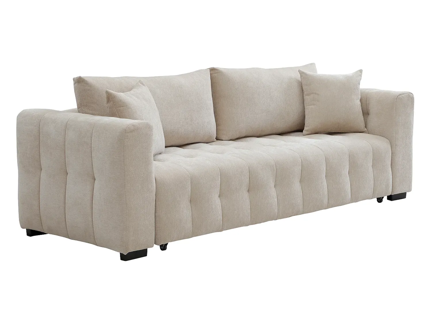 Best Vente-unique Sofá de 3 lugares convertível em tecido texturizado PANILO Bege