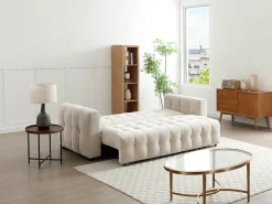 Best Vente-unique Sofá de 3 lugares convertível em tecido texturizado PANILO Bege