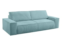 Vente-unique Sofá de 4 lugares convertível em veludo canelado azul-turquesa - AMELIA de PASCAL MORABITO^ Sofá
