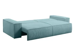 Vente-unique Sofá de 4 lugares convertível em veludo canelado azul-turquesa - AMELIA de PASCAL MORABITO^ Sofá