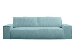 Vente-unique Sofá de 4 lugares convertível em veludo canelado azul-turquesa - AMELIA de PASCAL MORABITO^ Sofá
