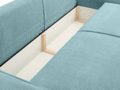 Vente-unique Sofá de 4 lugares convertível em veludo canelado azul-turquesa - AMELIA de PASCAL MORABITO^ Sofá