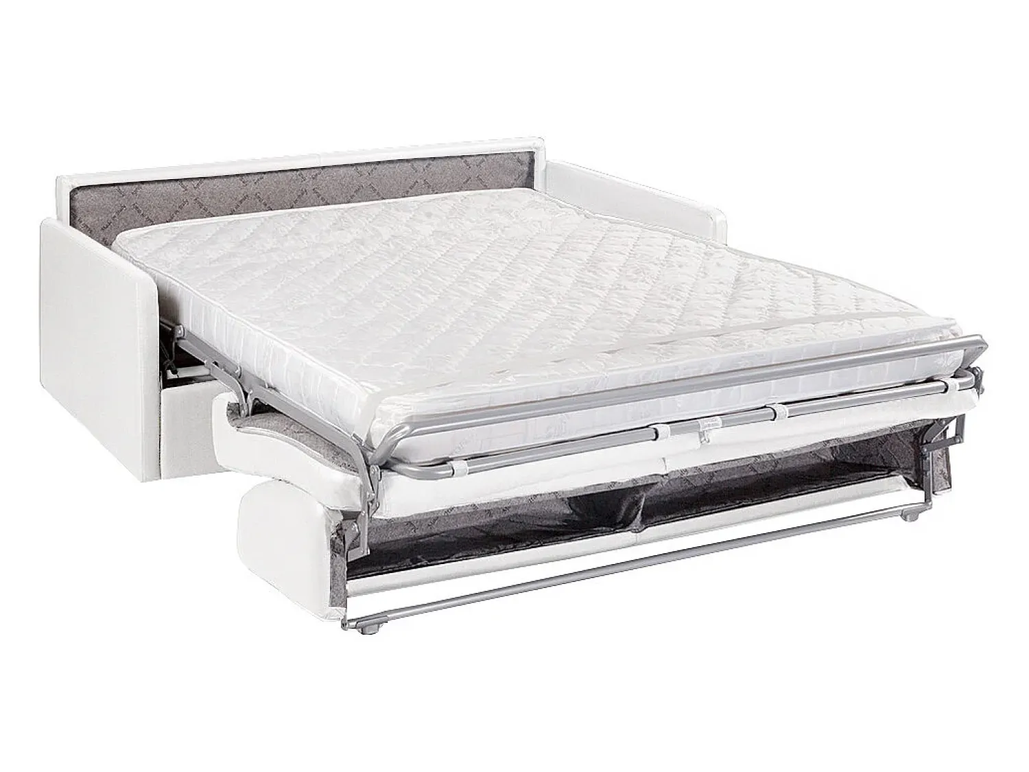 Sofá|Vente-unique Sofá de 4 lugares convertível de abertura rápida em pele sintética colchão de espuma de 14 cm - CALIFE Branco