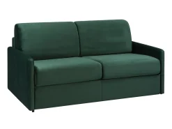 Vente-unique Sofá de 3 lugares convertível de abertura rápida em veludo verde-abeto colchão de espuma de 18 cm - CALIFE Verde pinho